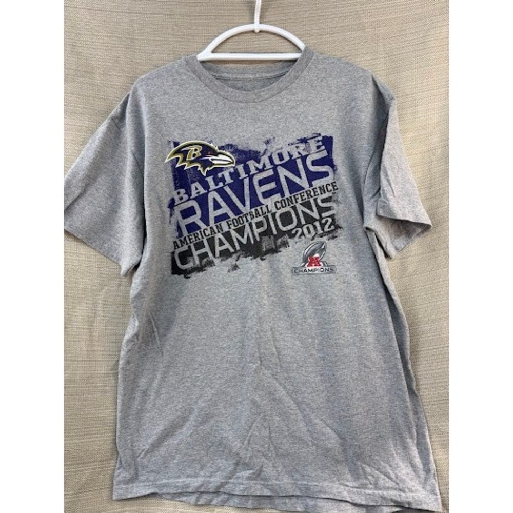 NFL Team Apparel Baltimore Ravens 2012 AFC Champions Graphic T-Shirt Gray Large